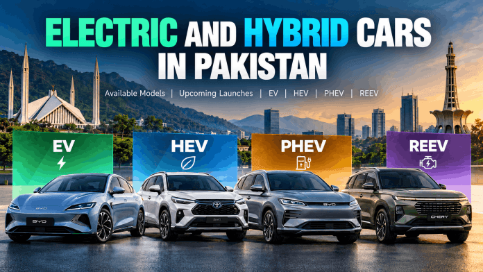 Electric and hybrid cars in Pakistan including EV, HEV, PHEV and REEV models